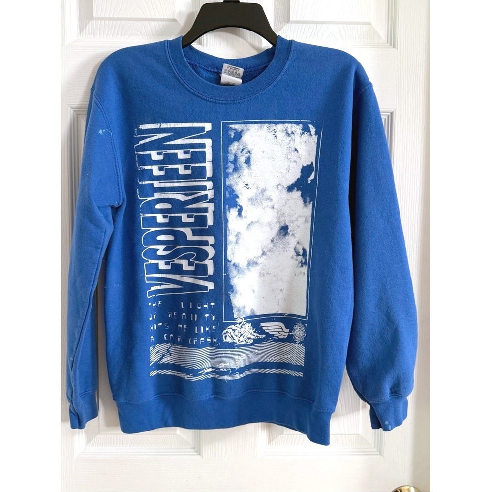 Vintage Bjork Vesperteen Crewneck Sweatshirt Blue Gildan Heavy Blend Small